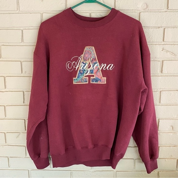 Vintage ARIZONA Sweatshirt Adult XL Maroon Embroidered Famous Sportswear USA - Picture 1 of 7